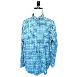 Vineyard Vines Island Twill plaid classic fit soft stretch casual shirt  | XLT